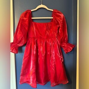 Red Puff Sleeve Dress